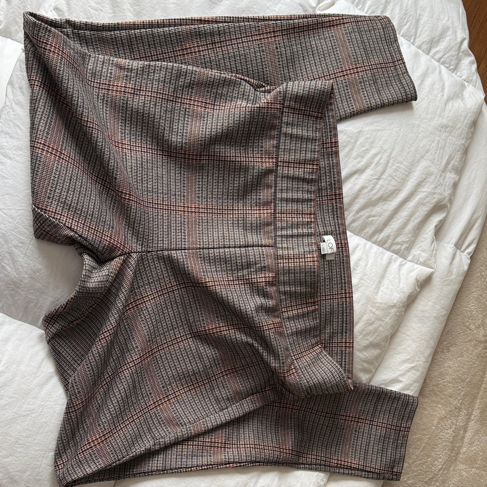 Plaid Ponte Knit Trousers in Brown and Rust